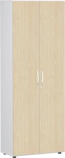 Flügeltürenschrank, 6 Ordnerhöhen, Ahorn Weiß, 216 x 80 x 42 cm