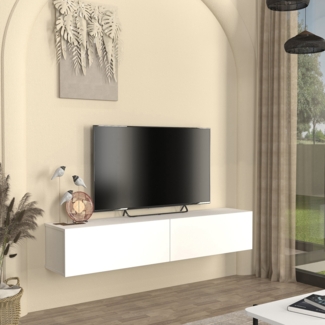 TV-Lowboard hängend Nolven 160 x 32 x 30 cm Weiß [en. casa]
