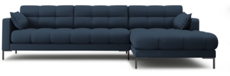 Micadoni Ecksofa Mamaia 5-Sitzer Rechts Strukturierter Stoff Blau Metall schwarz