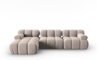 Micadoni Modulares Ecksofa Bellis 4-Sitzer Links Samtstoff Beige