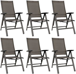 KETTLER Set 6x Klappsessel Multipositionssessel CROWD Anthrazit