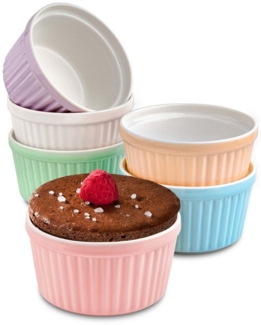 Praknu Auflaufform 6 Souffle Förmchen Ofenfest - Creme Brulee Schälchen - Kuchenbackform, Keramik, (6-St), Kuchenform Rund - Ineinander stapelbare Auflaufförmchen mit Antihaft