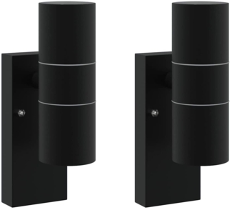vidaXL Außenwandleuchte 2 pcs Schwarz 7 x 10 x 22 cm 4005996