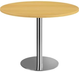 Besprechungstisch STF10 100cm Ø rund Buche Gestellfarbe: Chrom