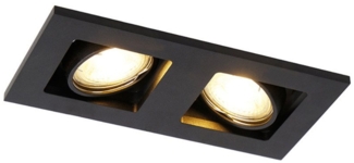 Qazqa LED Einbaustrahler Qure, ohne Leuchtmittel, GU10, Schwarz, Modern, Aluminium, 2-flammig