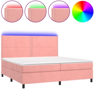 Boxspringbett mit Matratze & LED Samt Rosa 200x200 cm, Härtegrad: H2 [3136088]