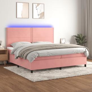 Boxspringbett mit Matratze & LED Samt Rosa 200 x 200 cm, Härtegrad: H2 [3136088]