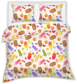 Dormabell Satin Bettwäsche 135x200 Stieleis Eis Schleckeis Fruchteis Früchte Wende