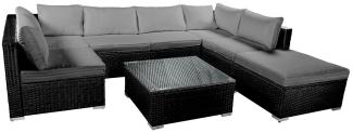 BRAST Gartenmöbel Lounge Sofa Couch Set Sunshine Schwarz Poly-Rattan für 5 Personen