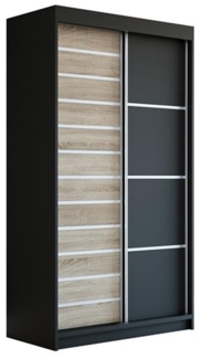 Schwebetürenschrank COLIN 2-türig Schrank 120 cm Farbe: Schwarz , sonoma