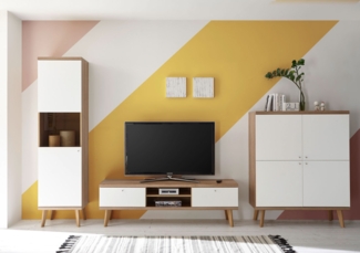 Wohnwand Merle 317cm eiche riviera / weiß matt Wohnzimmer Anbauwand