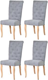 Casa Padrino Chesterfield Neo Barock Esszimmer Stuhl 4er Set Grau / Naturfarben - Küchenstühle Set - Esszimmer Möbel - Chesterfield Möbel - Neo Barock Möbel