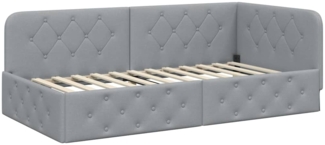 vidaXL Eckbettgestell mit Kopfteil Hellgrau 100x200 cm Stoff 42016503