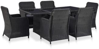 vidaXL 7-tlg. Garten-Essgruppe Poly Rattan Schwarz