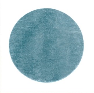 KADIMA DESIGN Teppich waschbar Unifarben Wohnzimmer schmutzabweisend Teppich Kurzflor, Rund, Höhe: 14 mm, Florhöhe: 10 mm, Polyester, Rücken aus Felt + Dots, Rund, 80D, Türkis