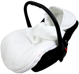BabyLux Fußsack Sommerfußsack 90cm für Babyschale, Kinderwagen & Buggy Frühling Herbst, Musselin - Weiß Fußsack