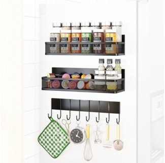 SURFOU Gewürzregal 3 Stück Magnetisches Regal Gewürzregal für Kühlschrank Organizer, Hängeregal Küche ohne bohren für Küchenorganisation und Aufbewahrung