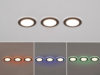3er SET LED Einbaustrahler ARGUS Schwarz mit Fernbedienung dimmbar & RGBW, Ø 8cm