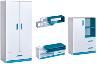 Jugenzimmer "Trafiko" Kinderzimmer-Set 4-teilig Kleiderschrank weiß / grau
