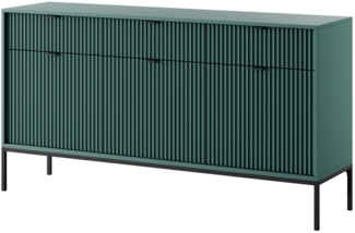 Selsey 'Vellore' Sideboard 3-türig, grün mit schwarzem Gestell, ca. 83 x 154 x 39 cm