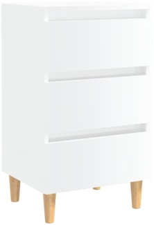 vidaXL Nachttisch mit Massivholz-Beinen Hochglanz-Weiß 40x35x69 cm 805899