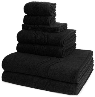 Ross Cashmere feeling 8 tlg. Frottier-Set - 2 X Handtuch (50 X 100cm), 2 X Duschtuch (75 X 140cm), 2 X Gästetuch (30 X 50cm), 2 X Waschhandschuh (16 X 22cm) - 520 g/m2 - Schwarz