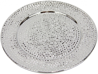 I.GE.A. Dekotablett Keramik-Schale (1 St), Dekoschale silber Tablett Weihnachtsdeko Deko Advents-Tablett rund