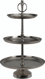 Koopman Etagere Servierständer Aufbewahrung Ständer 50 cm Silberfarbend Metall, Metall, (1-tlg), 3 Etagen, Metall, 50x30cm, Keksständer, Servierständer