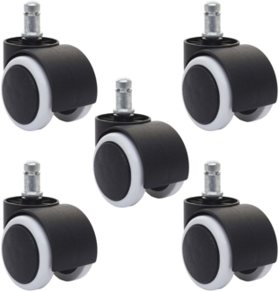 5er-Set Universalrollen HWC-L92, Bürostuhl-Rollen Stuhlrollen Möbelrolle Hartbodenrollen, Ø 11mm