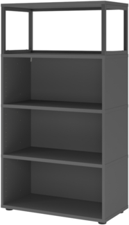 bümö flexi Regal mit werkzeuglosem Schnellaufbausystem, Dekor: graphit - Modulares Aktenregal 80 cm breit aus Holz für 4 Ordnerhöhen mit Threespine-Klicksystem, FW48RERG-G
