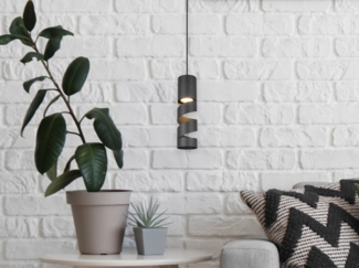 Moderne kleine Pendelleuchte STREAM 1-flammig aus Metall in Schwarz, Ø 12cm