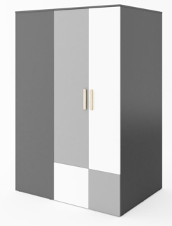Kleiderschrank "Pok" Drehtürenschrank 130cm graphit grau weiß begehbar rechts 2-türig