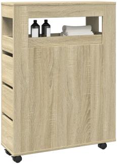 vidaXL Schmaler Badschrank mit Rädern Sonoma-Eiche Holzwerkstoff 855270