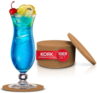 wortek Getränkeuntersetzer Kork Untersetzer Getränkeunterlage Braun, Zubehör für Getränke, Gläser, Tassen, 10er Set, 10-tlg, Kork Glasuntersetzer für Getränke - Tischuntersetzer aus Kork Ø 10 cm