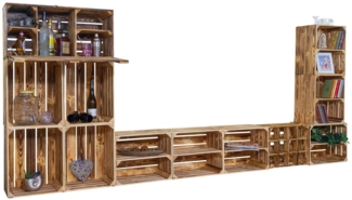 Kistenkolli Altes Land Allzweckkiste TV-Board mit Minibar "Sienna" mit Regal Wohnwand Mediawand Schrankwand (Spar-Set)