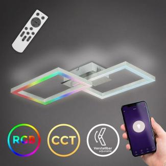 B.K.Licht Deckenleuchte Smart RGB FRAME Deckenlampe LED Fernbedienung - BKL1319, Dimmfunktion, LED fest integriert, RGB WIFI App iOS & Android 30W 3300lm alu-gebürstet