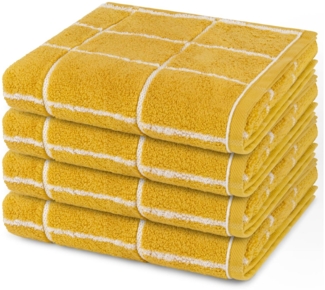 Ross Sensual Skin Karo 4 tlg. Frottier-Set - 4 X Handtuch (50 X 100cm) - 500 - Senf