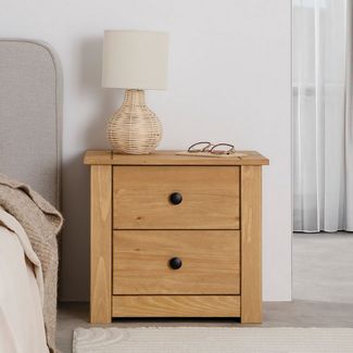 IDIMEX Nachtkommode CANCUN, Landhaus Nachtkommode mit 3 Schubladen & Metallgriffe Massivholz natur