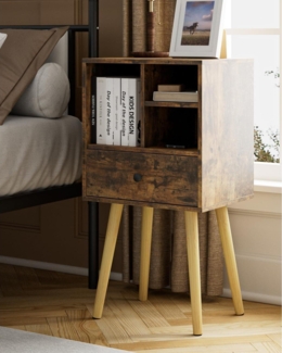 HEYZOEY Moderner Holz Nachttisch mit Schublade, Mid-Century Beistelltisch