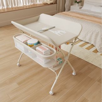 JEOBEST Wickeltisch Baby Wickelkombi, Wickelauflage,Trendy, (1-tlg) Mobil, Mit Bremse,5-fach höhenverstellbar,Klappbar,Ablagekorb