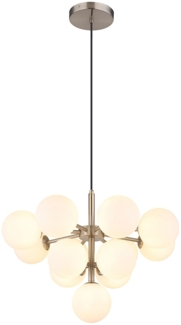 Pendelleuchte, Glaskugeln, nickel matt, 13 flammig, H 120 cm