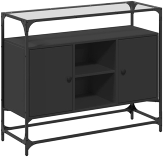 vidaXL Sideboard mit Glasplatte Schwarz 98x35x81 cm Holzwerkstoff 846069