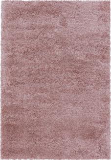 Hochflor Teppich Francesca rechteckig - 140x200 cm - Rosa