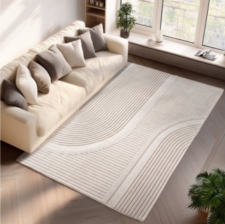 Jimri Teppich COSY - Skandinavischer Boho Geometrisch Modernerteppich Unifarben, Rechteckig, Höhe: 12 mm, Hoch-Tief-Effekt, Kurzflor