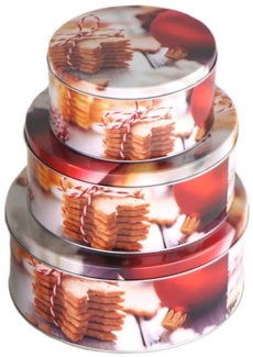 Annastore Vorratsdose 3-tlg. Set Gebäckdosen aus Metall für Weihnachten - Keksdosen, Plätzchendosen