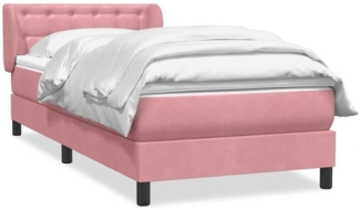 vidaXL Boxspringbett mit Matratze Rosa 100x220 cm Samt 3317900