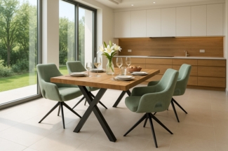 LC Home Essgruppe Livrono 5tlg. Esstisch Wildeiche