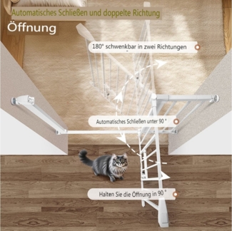 Comomy Treppenschutzgitter, Babygitter 75–103 cm mit Katzenklappe, Kinderschutz & Haustiergitter