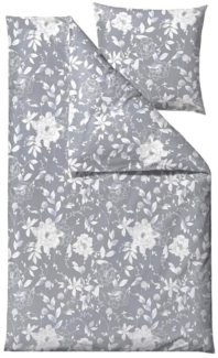Södahl Bettwäsche Garden Bloom, Satin, 2 teilig, 135x200cm, skandinavischer Blumenlook, Satin