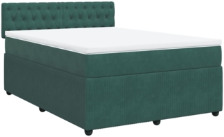 vidaXL Boxspringbett mit Matratze Dunkelgrün 160x200 cm Samt 3287791